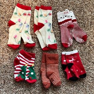 Holiday Cheer Kids Socks Set - Red, Green, White, Brown